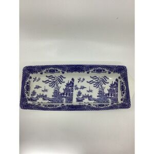 Blue Willow by Regal England Rectangular Serving Tray Platter Chinoiserie 14.5in